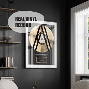 Custom Large Frame Gold Vinyl Record Awards - Personalized Music Plaques for Music Achievements & Rising Artists - Unique Gift for Employee