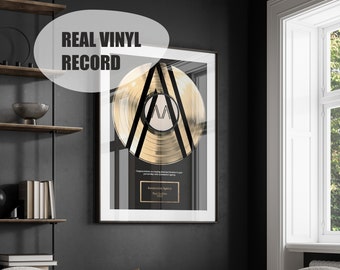 Custom Award Plaque, Streaming Goal Gift , Gold Vinyl Recognition Award, Award for Musicians, Singers Gift, Producers Custom Vinyl Record