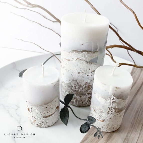Blanc Pilier Design Bougies pour Noël Décoration Ensemble De 4