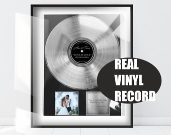 Platinum Personalized Vinyl Record for Wedding Song Gift - Vinyl Record Art for 1st Anniversary Gift - Engraved Plaque - Vinyl Record Decor