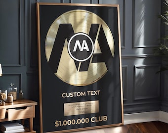 Personalized Platinum Silver Vinyl Record Award - Custom Vintage Music Plaque - Corporate Trophy for Employee Recognition & Music Lovers