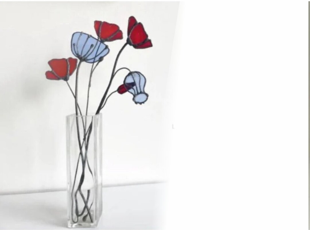 Everlasting Glass Flower Blue & Gold