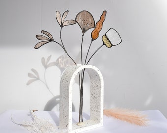 Stained Glass Flowers on Stem - Suncatcher Stained Glass Flowers - Stained Glass Flowers for Home Decor - Glass Flower Bouquet on Stem