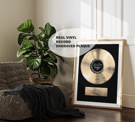 Personalized Engraved Award Plaque - Custom Framed Vinyl Record Office Wall Decor
