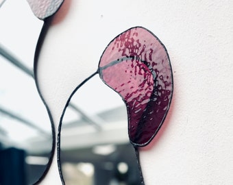 Stained Glass Wall Mirror - Wavy Mirror Curvy Mirror- Decorative Mirrors for Wall Decor- Vanity Mirror for Bathroom- Unique Mirrors for Wall