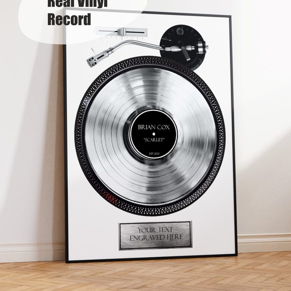 Platinum Vinyl Record Framed,  Personalized Music Plaque for Music gift - Custom Vinyl Record Best Man Gift - Music Plaque Frame Award