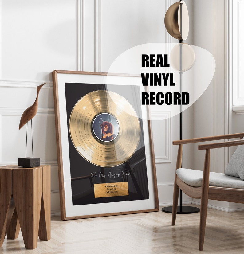 Custom Gold Vinyl Record Customized Vinyl Record for Gift Custom Engraved Plaque for Singer Vinyl Record Award Music Plaque Custom image 1