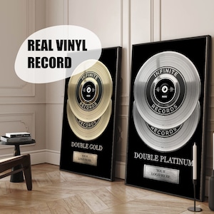 Personalisierte Schallplatten Musikliebhaber Geschenk - Gold Schallplatten Achievement Geschenk für Musiker - Platingerahmte Vinyl Plakette für Wanddekor