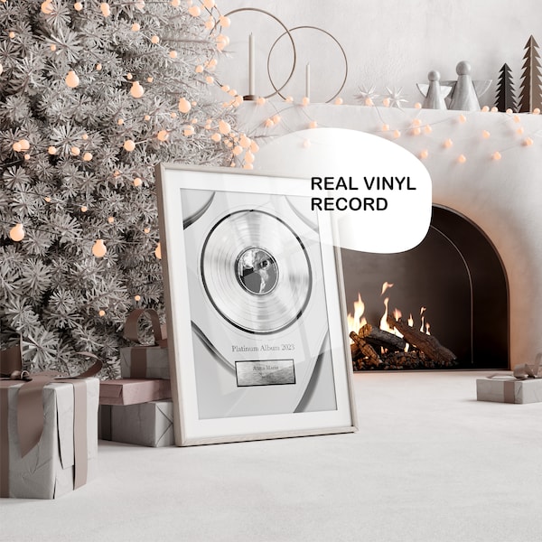 Platinum Custom Music Plaque Vinyl Record Frame - Memorial Plaque Family Christmas gift - Personalized Vinyl Record Display for Musician