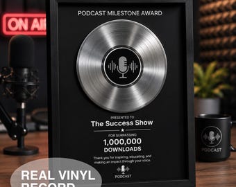 Custom Podcast Award | Podcast Milestone Plaque | 1 Million Downloads Award | Podcast Recognition Gift | Personalized Podcast Trophy