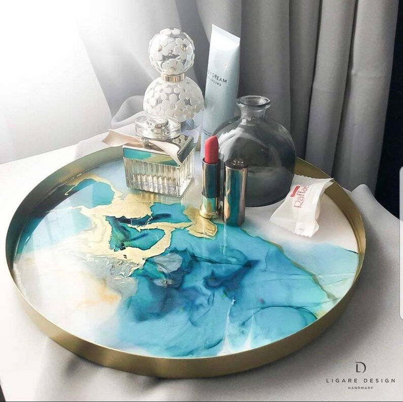 Decorative Trays for Coffee Table Serving Tray Gold Resin Etsy UK