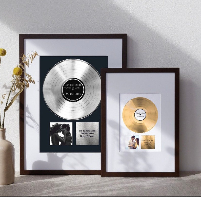 Custom Vinyl Record Gift 5 Year Anniversary Gift for Him Wedding Gift for Couple Unique Music Plaque for Mom Christmas Gifts image 2