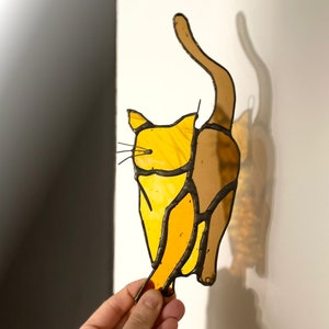Fensterbehang Katze - Fensterbehang Katze - Fensterbild Katze - Geschenk für Katzenliebhaber - Buntglas Tiere Geschenk für Freundin