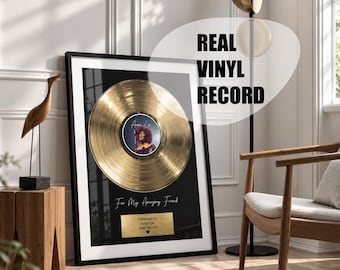 Gold Vinyl Record Anniversary Gift for Couple - Custom Vinyl Record Music Plaque for Music Lovers - Memorial Vinyl Record Gift for Parents