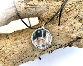 Mirror Necklace for Protection - Small Stained Glass Pendant Necklace - Handmade Looking Glass Jewelry Gift - Elegant Minimalist Jewelry