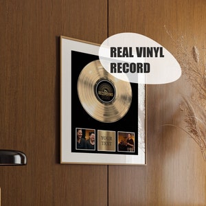 Personalized Vinyl Record Engraved Plaque - Custom Gold Vinyl Record Frame Award- Music Plaque Custom Music Award Memorial Gift for Musician