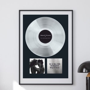 Custom Vinyl Record Gift 5 Year Anniversary Gift for Him Wedding Gift for Couple Unique Music Plaque for Mom Christmas Gifts image 5