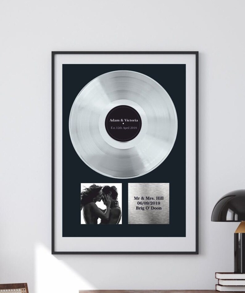 Custom Vinyl Record Gift 5 Year Anniversary Gift for Him Wedding Gift for Couple Unique Music Plaque for Mom Christmas Gifts image 5