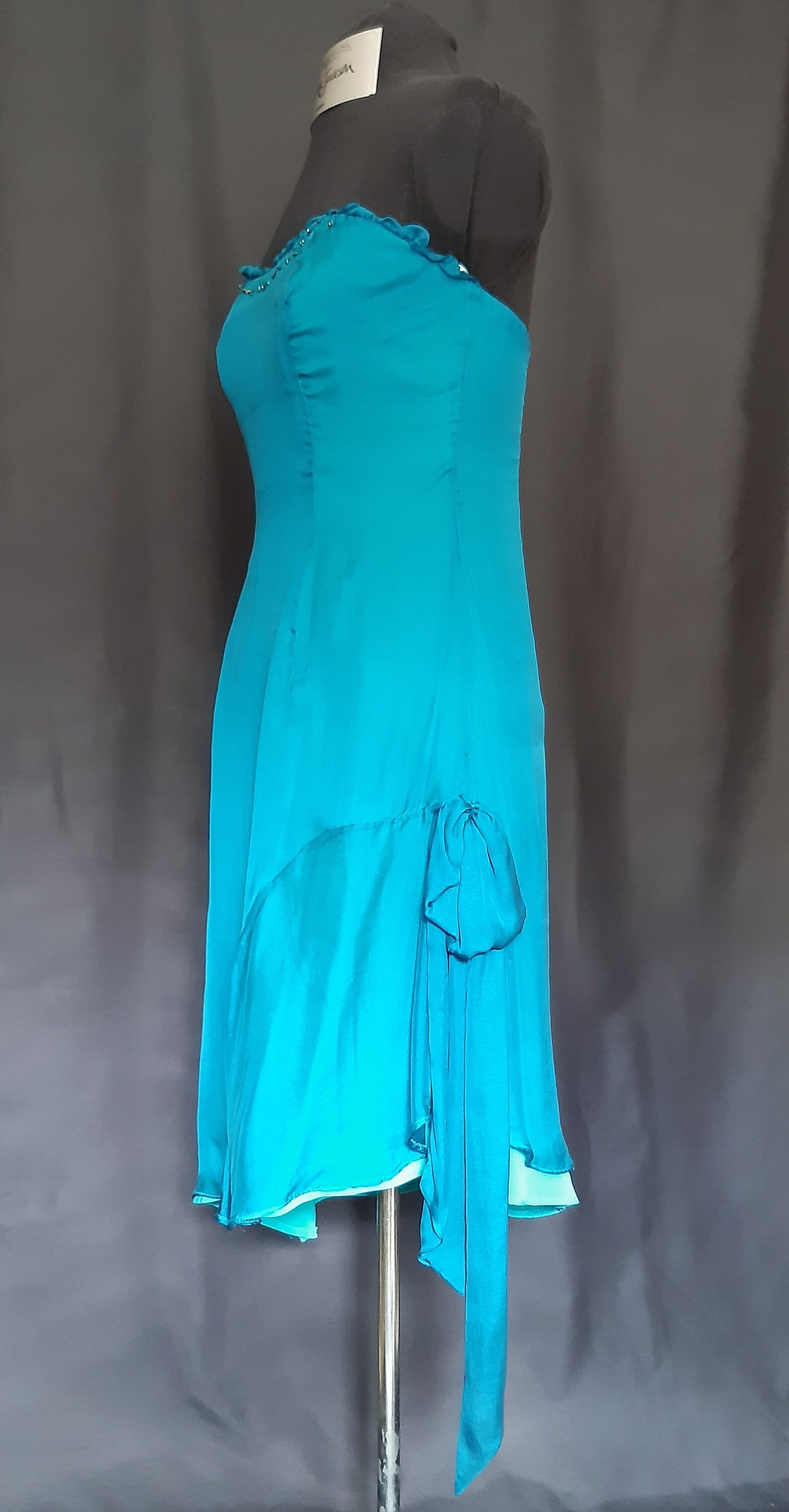 Teal and Turquoise Silk Cocktail Party Dress. Size 12 Etsy