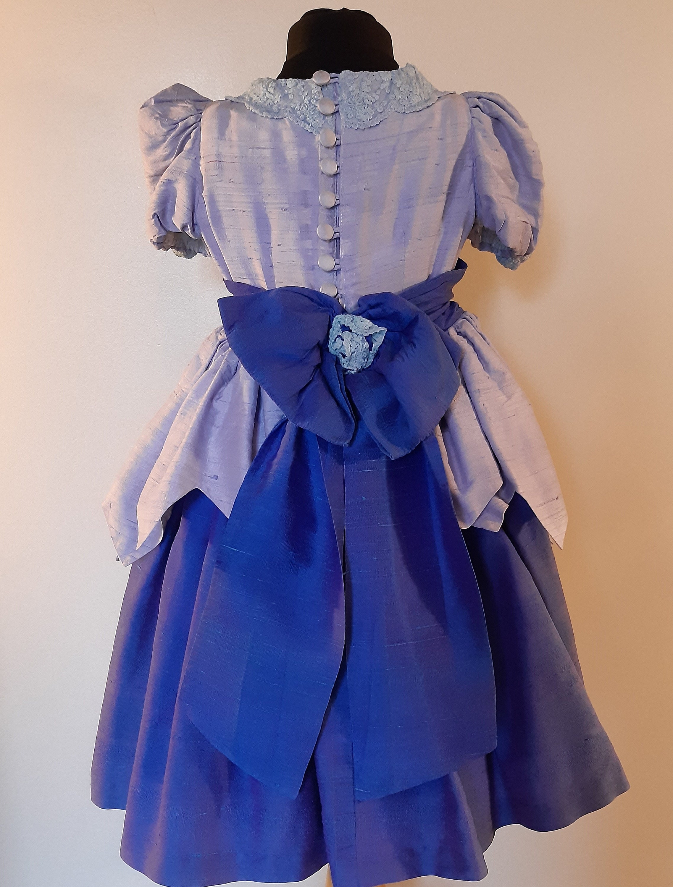 Lavender and Hyacinth Blue Washed Silk Dupion Bridesmaid, Party Dress Age 4