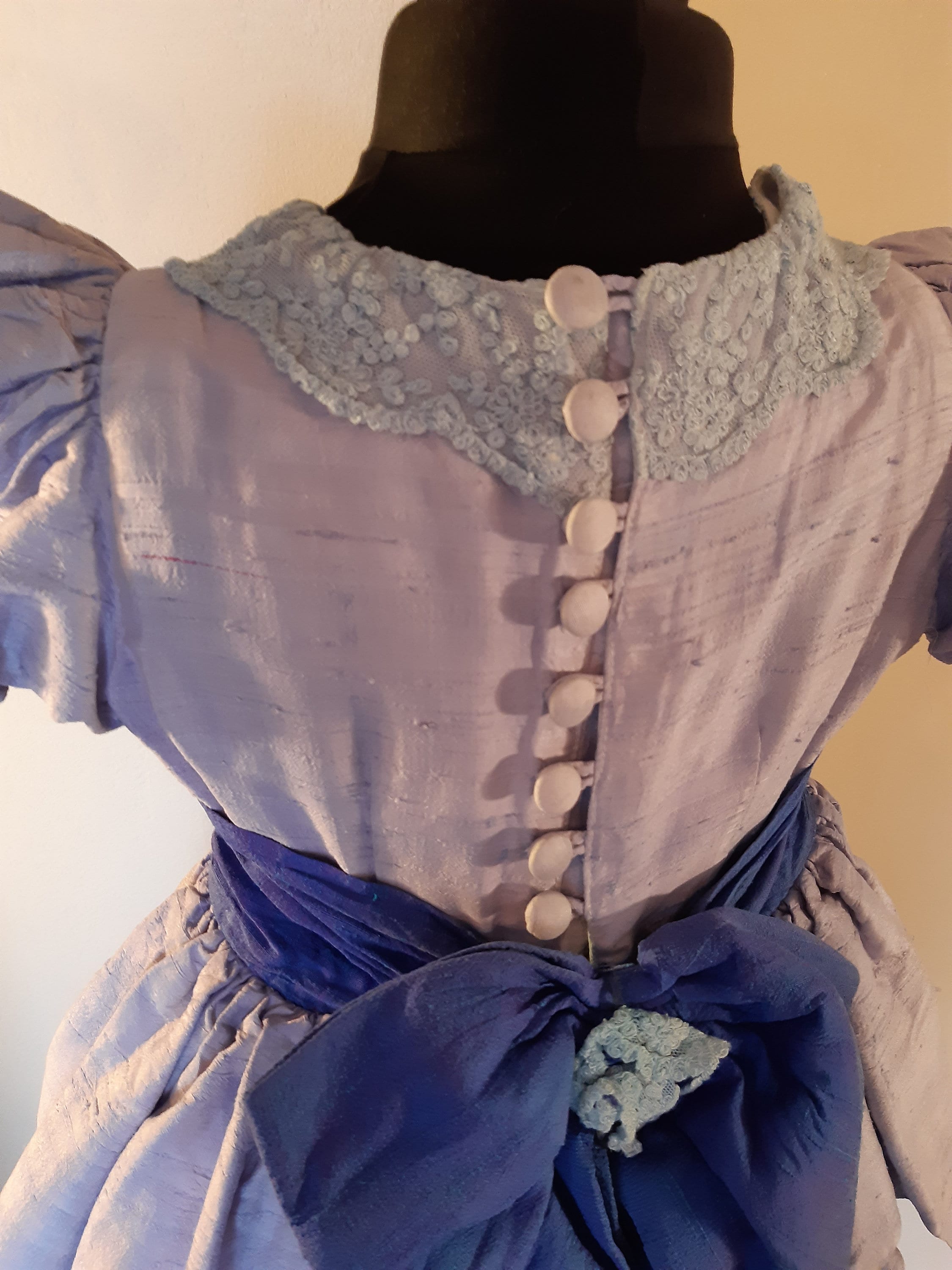 Lavender and Hyacinth Blue Washed Silk Dupion Bridesmaid, Party Dress Age 4