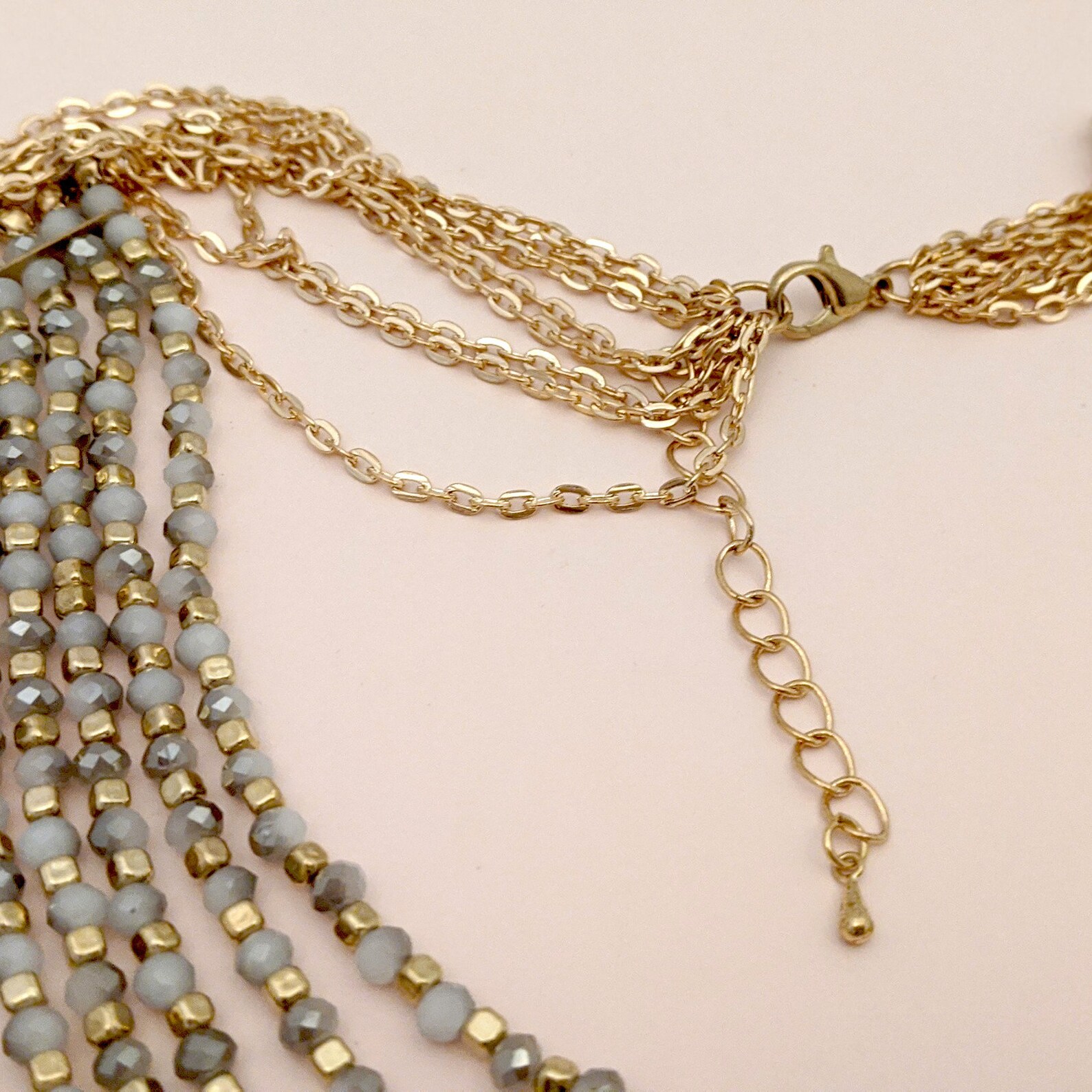 Gray Jewelry/ Gold Necklace/ Layer Necklace/ Statement Etsy