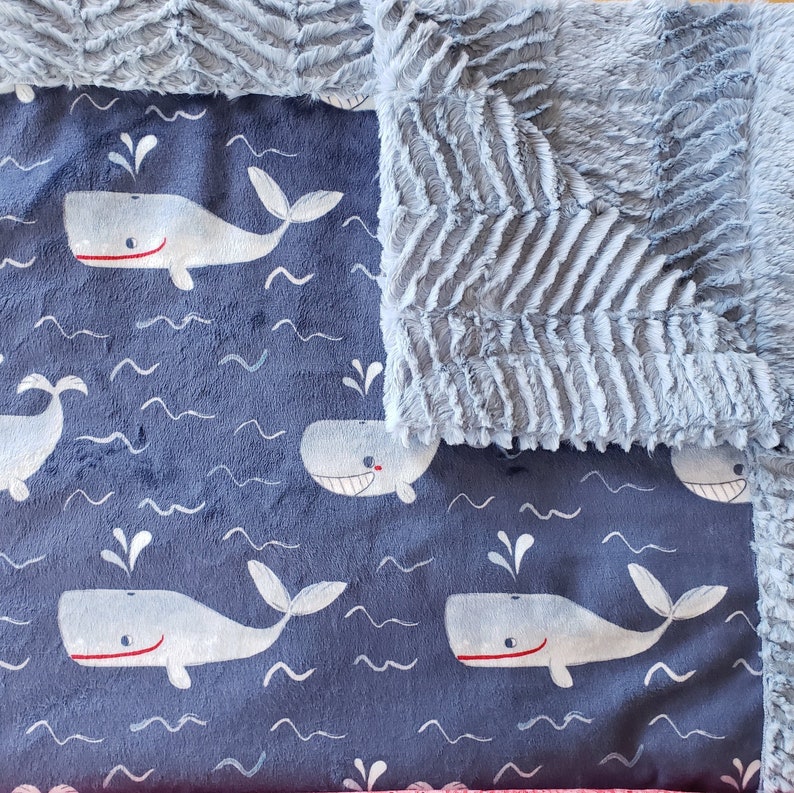 Whale Minky Blanket Whale Blanket Baby Boy Minky Nautical Etsy