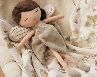 Cuddly blanket cuddly toy fairy doll customizable gift for the birth of baby - doudou personnalisé - gift baby