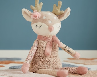 Cuddly toy Deer Customizable Gift for Birth Baptism Baby