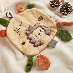 Crinkle cloth - baby gift with name hedgehog - gift for birth - personalized gift baby - Bieco forest animals