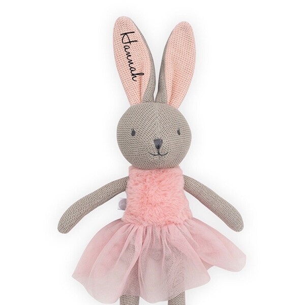 Personalisiertes Kuscheltier Hase Prinzessin Taufe/Geburt/Ostern/Geschenk