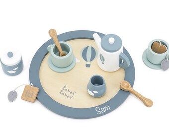 Personalized Tea Set Wood Baptism | Birthday | Christmas Kitchen