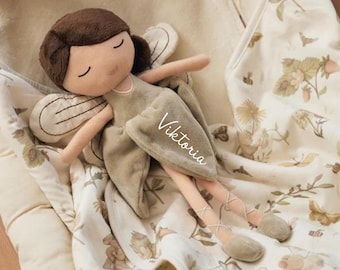 Cuddly blanket cuddly toy fairy doll customizable gift for the birth of baby - doudou personnalisé - gift baby