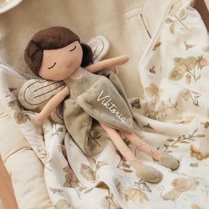Schmusetuch Kuscheltier Fee Puppe Personalisierbar Geschenk zur Geburt Baby - doudou personnalisé - Geschenk Baby
