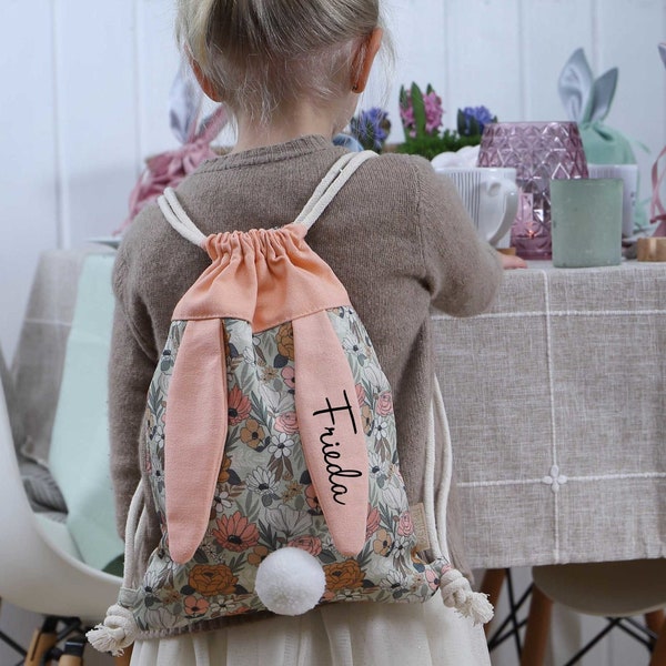 Hasenrucksack mit Namen - Osternest Kinder/Babys - Alternatives Ostersäckchen mit Name personalisiert