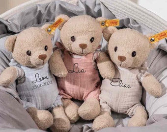 Personalisierter Teddybär Steiff Baby | Geschenk zur Geburt | Geschenk Baby GOTS