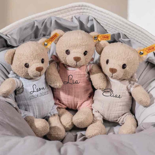 Personalisierter Teddybär Steiff Baby | Geschenk zur Geburt | Geschenk Baby GOTS