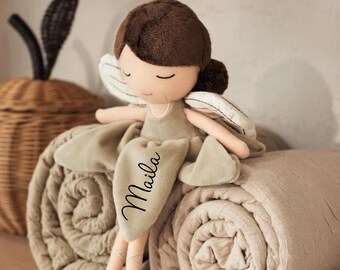 Cuddly blanket cuddly toy fairy doll customizable gift for the birth of baby - doudou personnalisé - gift baby