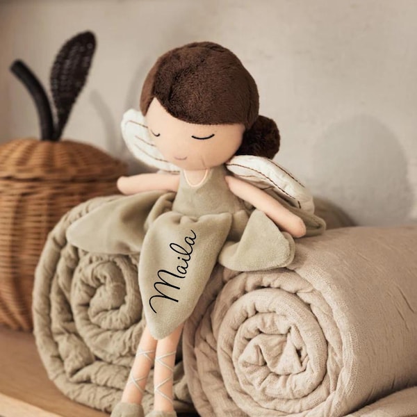 Cuddly blanket cuddly toy fairy doll customizable gift for the birth of baby - doudou personnalisé - gift baby