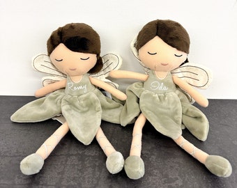 Schmusetuch Kuscheltier Fee Puppe Personalisierbar Geschenk zur Geburt Baby - doudou personnalisé - Geschenk Baby