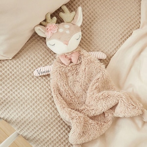 Cuddly toy deer Bieco personalizable gift for birth baby - doudou personnalisé