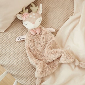 Cuddly toy deer Bieco personalizable gift for birth baby - doudou personnalisé