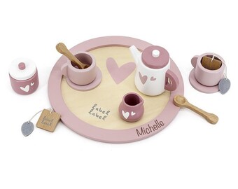 Personalized tea set wooden baptism | birthday | Christmas