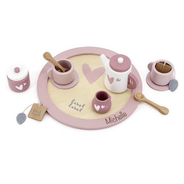 Personalized tea set wooden baptism | birthday | Christmas