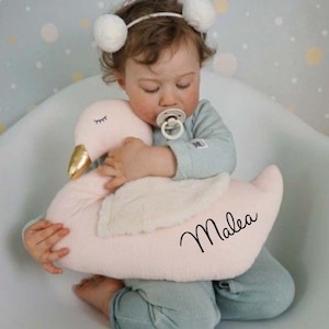 Name pillow | Baptism pillow swan | Birth gift | nursery