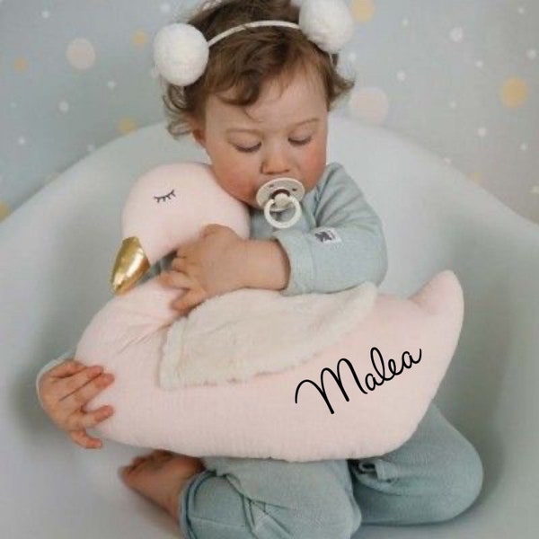 Name pillow | Baptism pillow swan | Birth gift | nursery