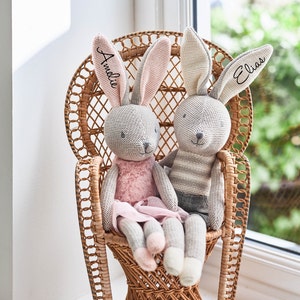 Personalized cuddly toy bunny princess baptism/birth/Easter/gift twins image 1