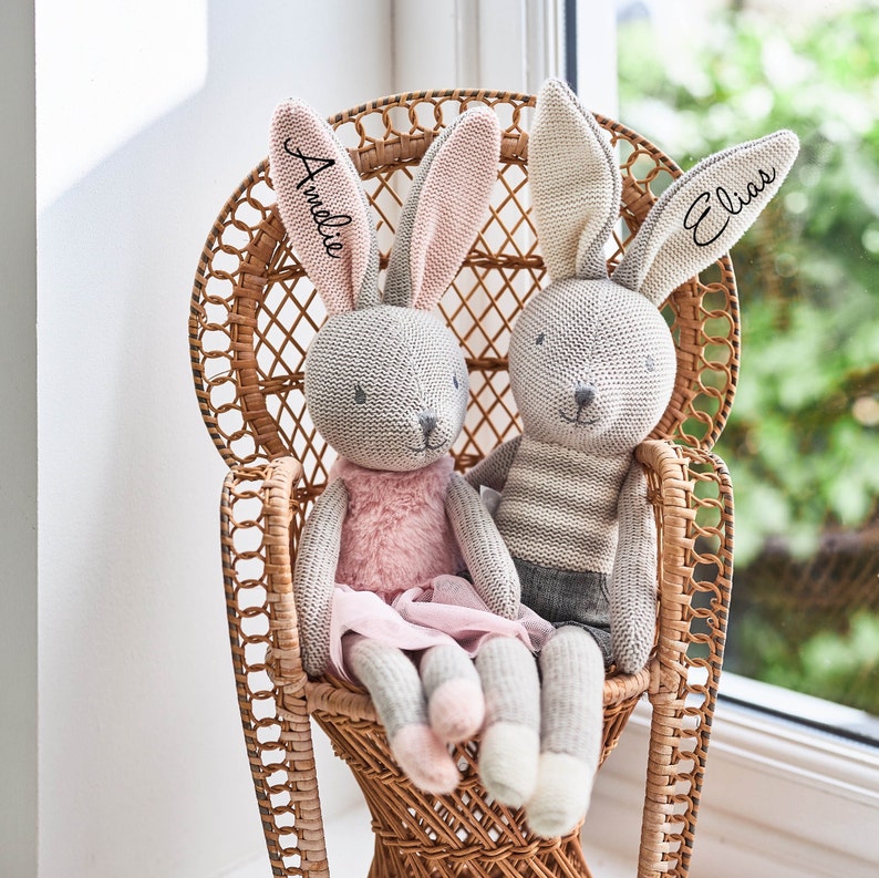 Personalisiertes Kuscheltier Hase Prinzessin Taufe/Geburt/Ostern/Geschenk Zwillinge Bild 1