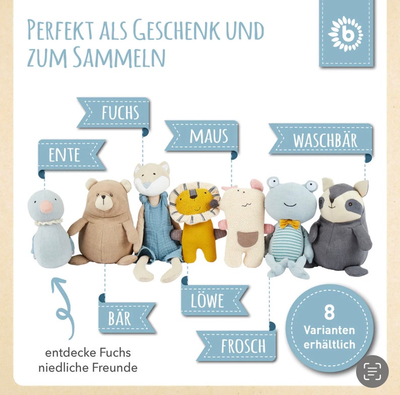 Personalisiertes Kuscheltier Fuchs Bieco Geschenk zur Geburt, Taufe, Geburtstag Baby Bild 7