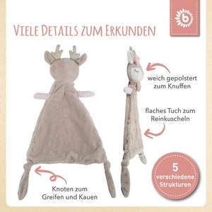 BebeDeParis Doudou BigBunny – Personalisierbares Schmusetuch, Handbestickt, Rosa